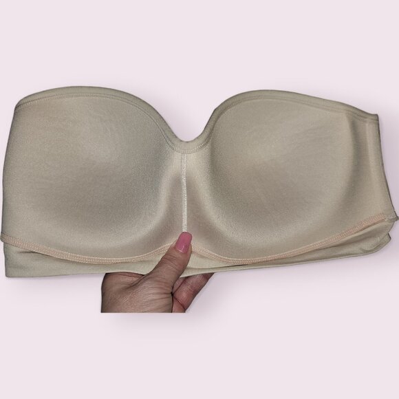 Auden Nude Strapless Push-Up Seamless Bandeau Bra Size M Molded Cups Wireless - Picture 10 of 11